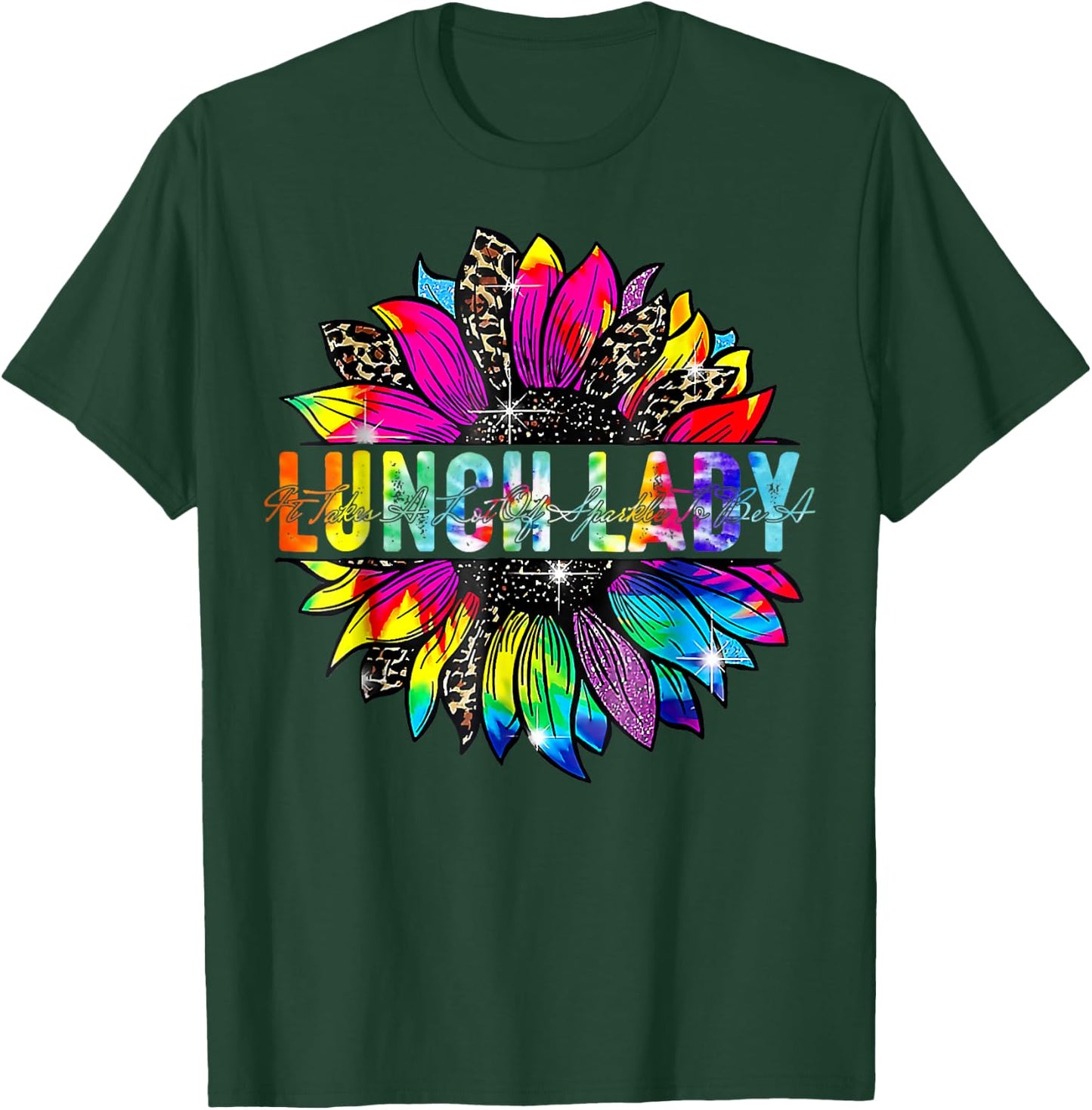 Lunch Lady Sunflower Leopard Tie Dye Back To School T-Shirt - T-Shirt | Forest