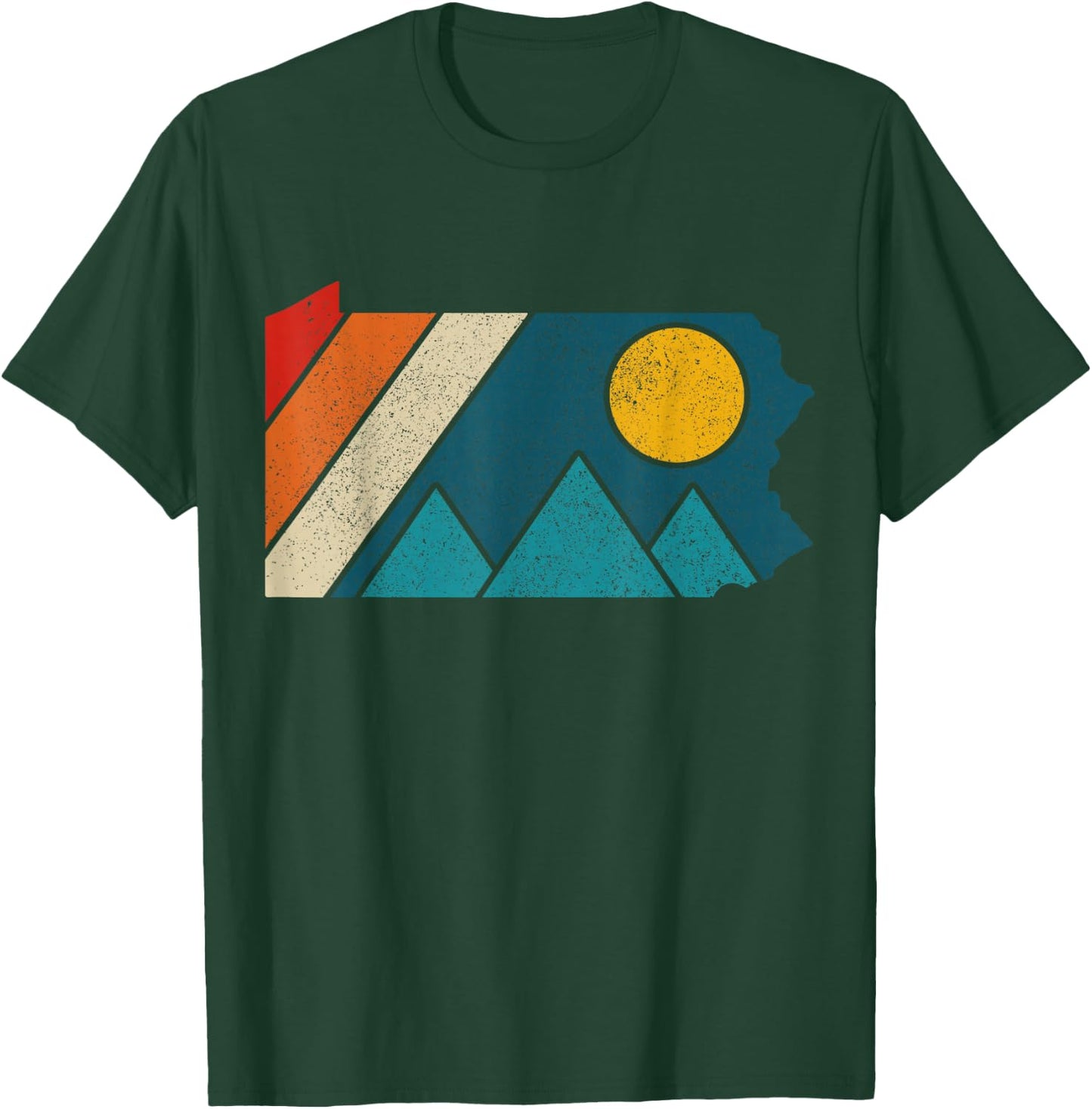 Pennsylvania Vintage State Map Mountains Hiking Pride T-Shirt - T-Shirt | Forest