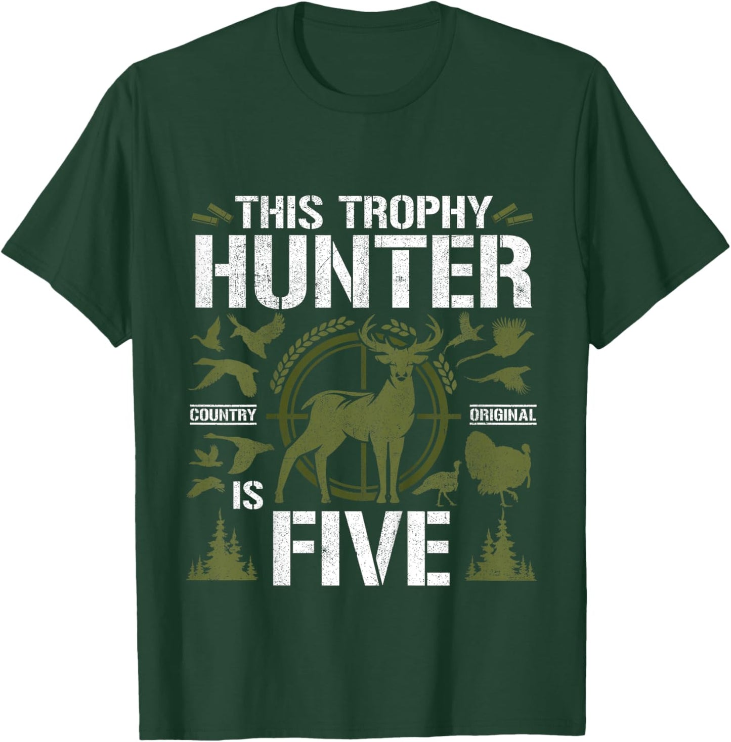 5 Year Old Hunting Birthday Party Duck Deer Hunter 5th Gift T-Shirt - T-Shirt | Forest