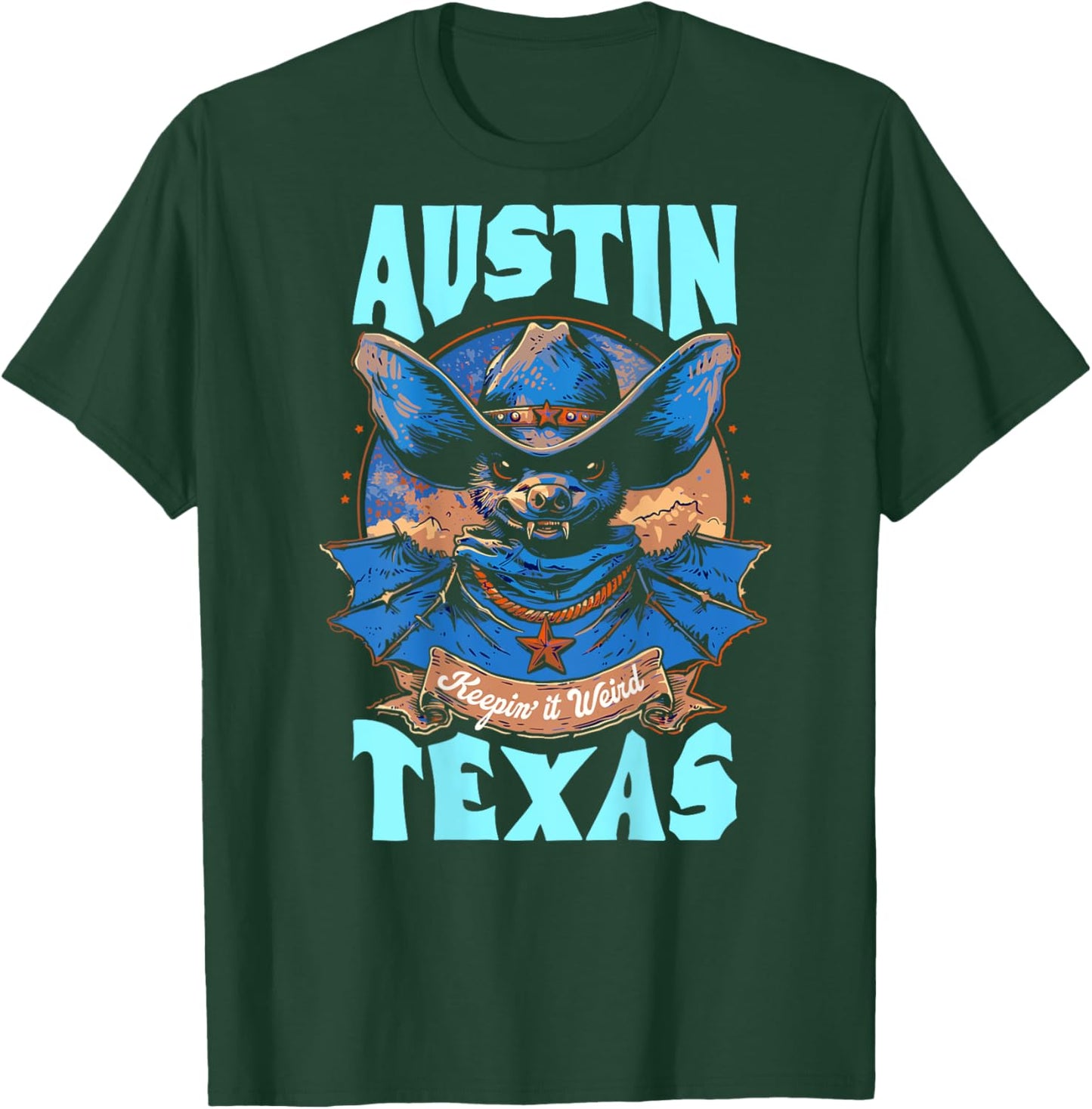 Texas Pride Keep It Weird Austin - On Back Austin Bats T-Shirt - T-Shirt | Forest