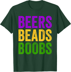 Funny Mardi Gras Beers Beads Boobs New Orleans Gift T-Shirt - T-Shirt | Forest