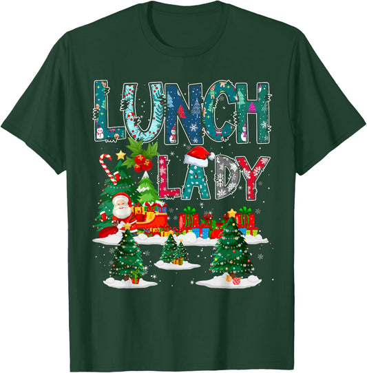 Lunch Lady Santa Claus Christmas Tree Ornaments Xmas Holiday T-Shirt - T-Shirt | Forest