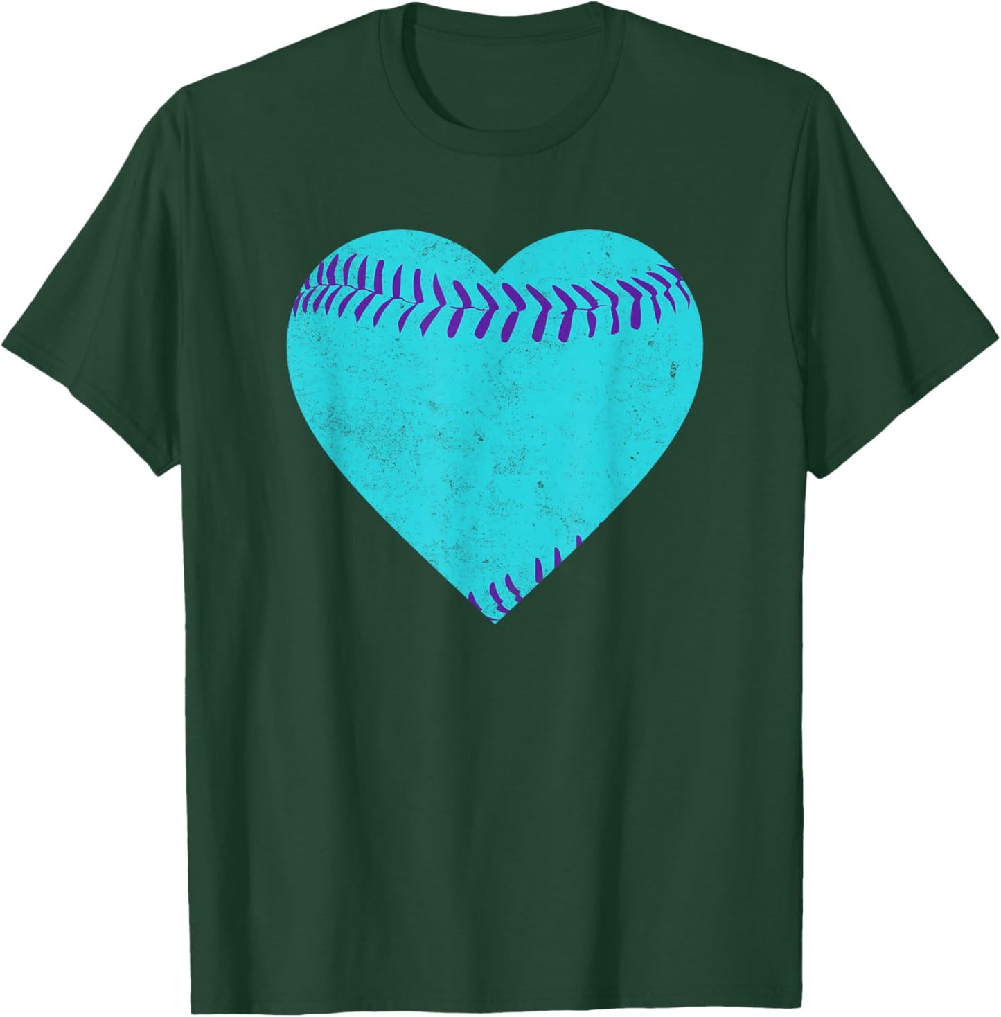 Vintage Teal and Purple Baseball Heart T-Shirt - T-Shirt | Forest