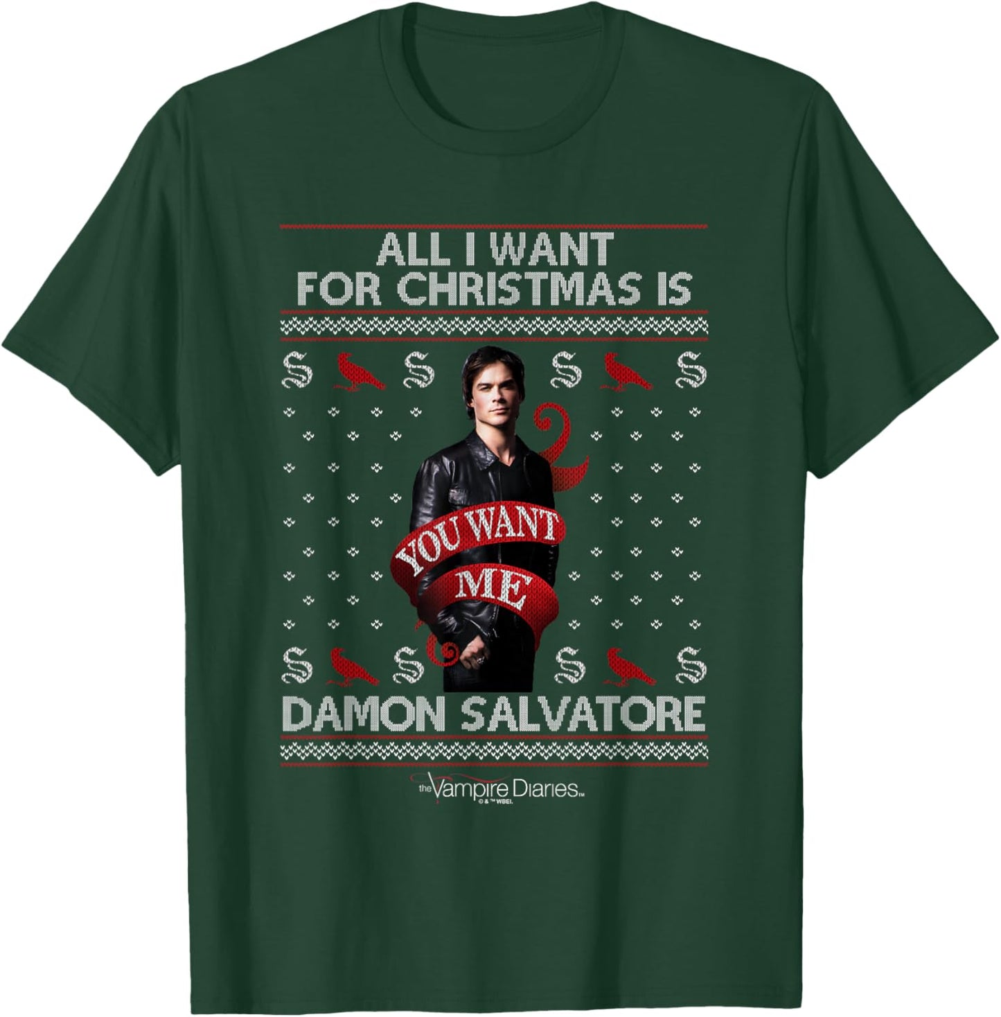 Vampire Diaries All I Want for Christmas is Damon Salvatore T-Shirt - T-Shirt | Forest