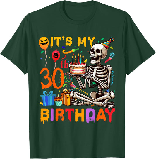 It's My 30th Birthday Halloween Skeleton Matching Party T-Shirt - T-Shirt | Forest