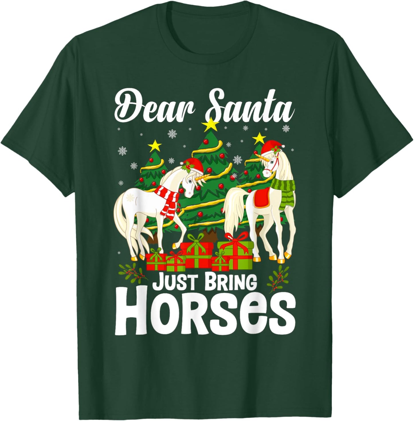 Dear Santa Just Bring Horses for Christmas Xmas Horseback T-Shirt - T-Shirt | Forest