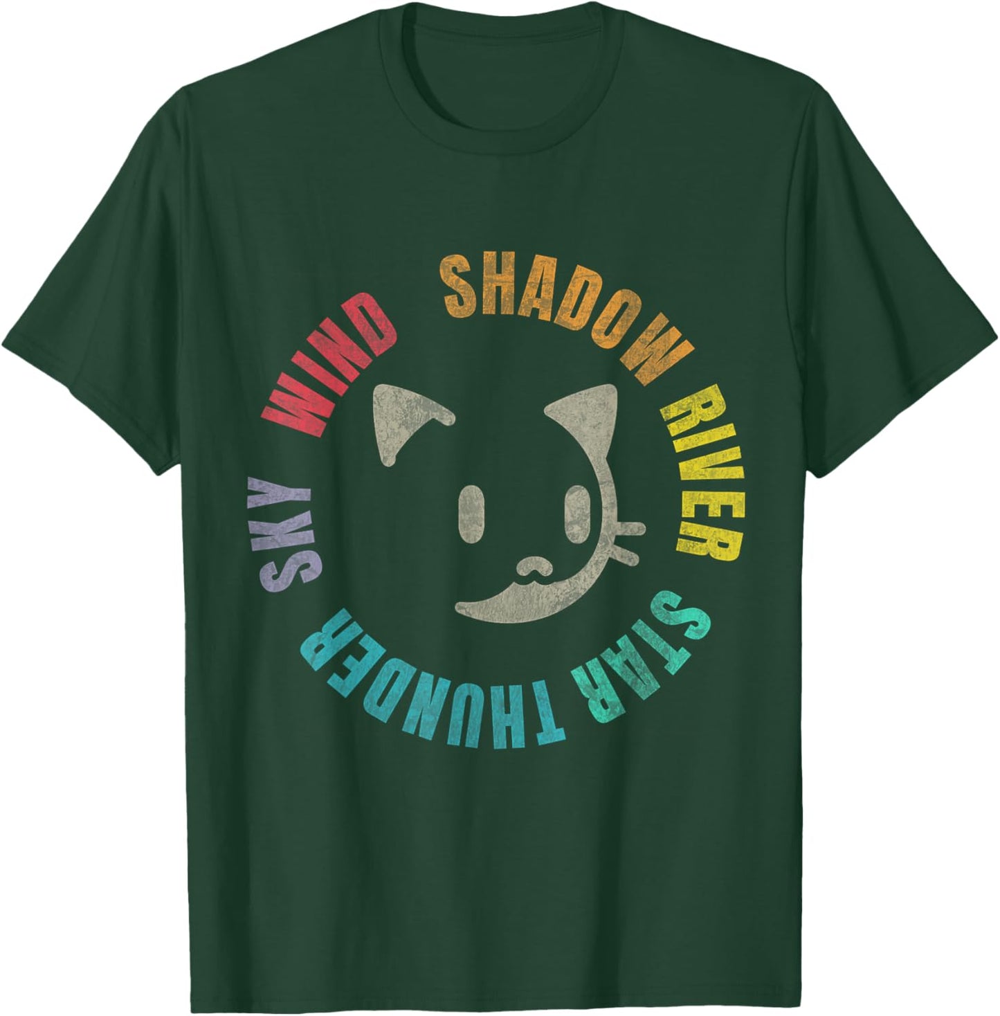 Funny Wind Shadow River Star Thunder Sky Cat Feline 2024 T-Shirt - T-Shirt | Forest