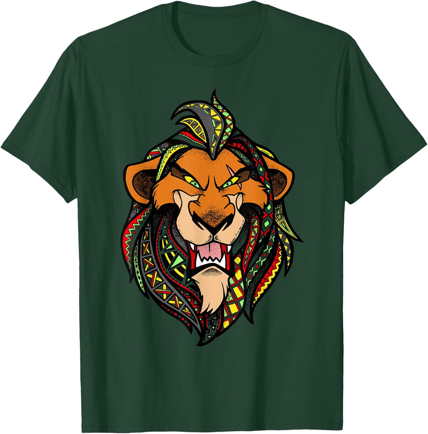 Disney Lion King Scar Pattern Fill Head Shot Portrait T-Shirt - T-Shirt | Forest