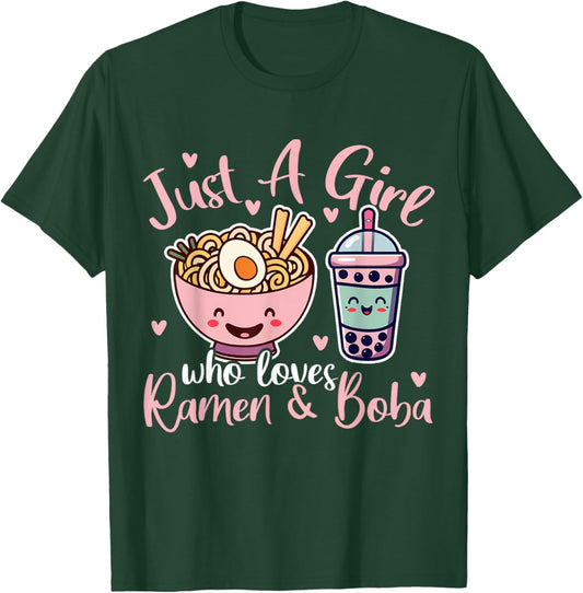 Just A Girl Who Loves Ramen And Boba. Ramen Boba Bubble T-Shirt - T-Shirt | Forest