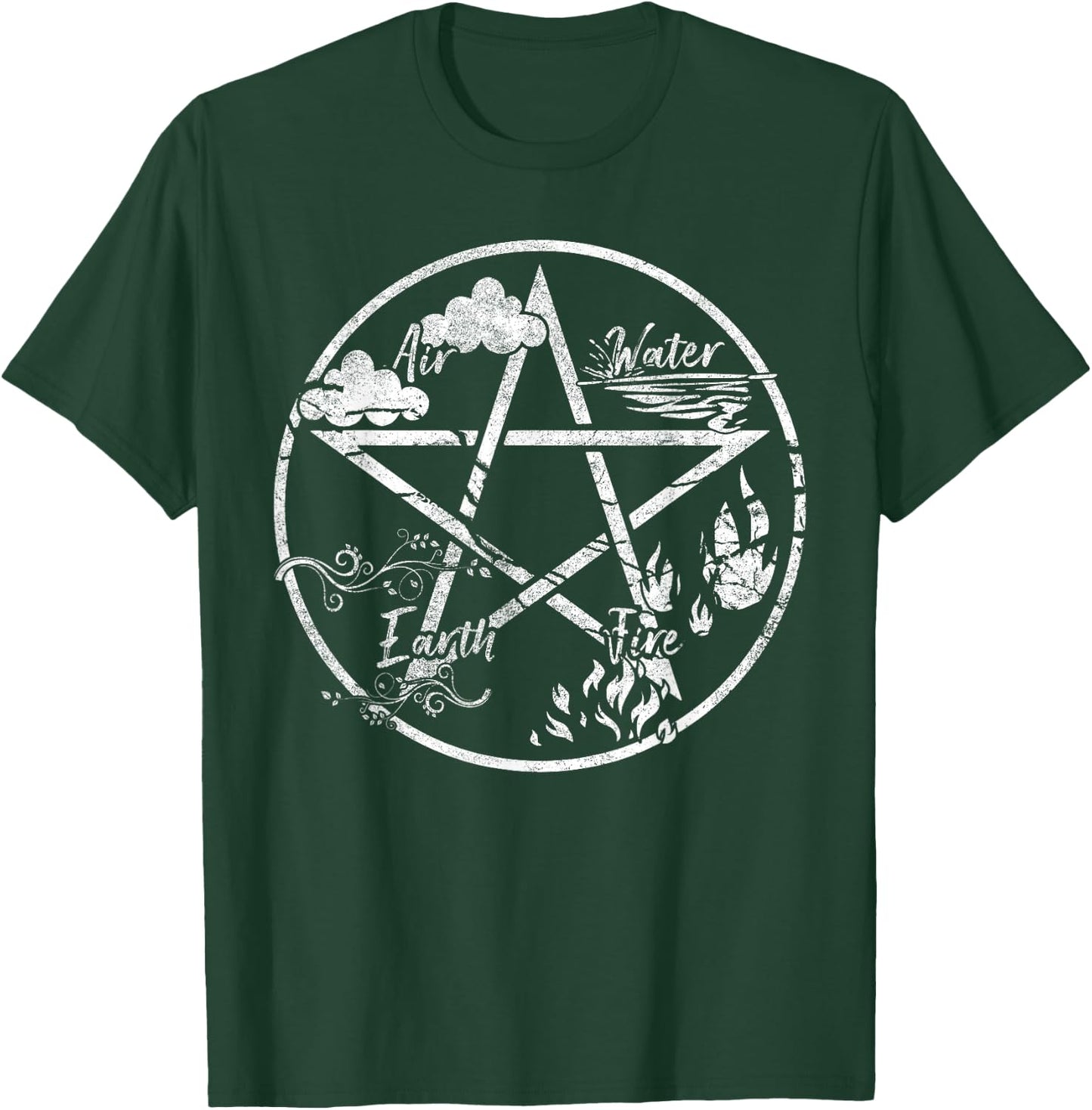 Pentagram Air Fire Water Spirit Earth Pagan Witchcraft Wicca T-Shirt - T-Shirt | Forest