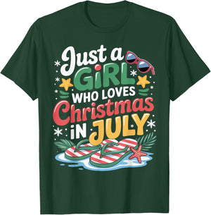 Just a Girl Who Loves Christmas in July Summer Gifts Women T-Shirt - T-Shirt | Forest