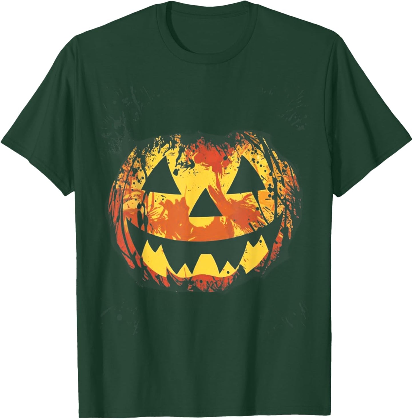 Orange Tie Dye Jack O Lantern Face Halloween T-Shirt - T-Shirt | Forest