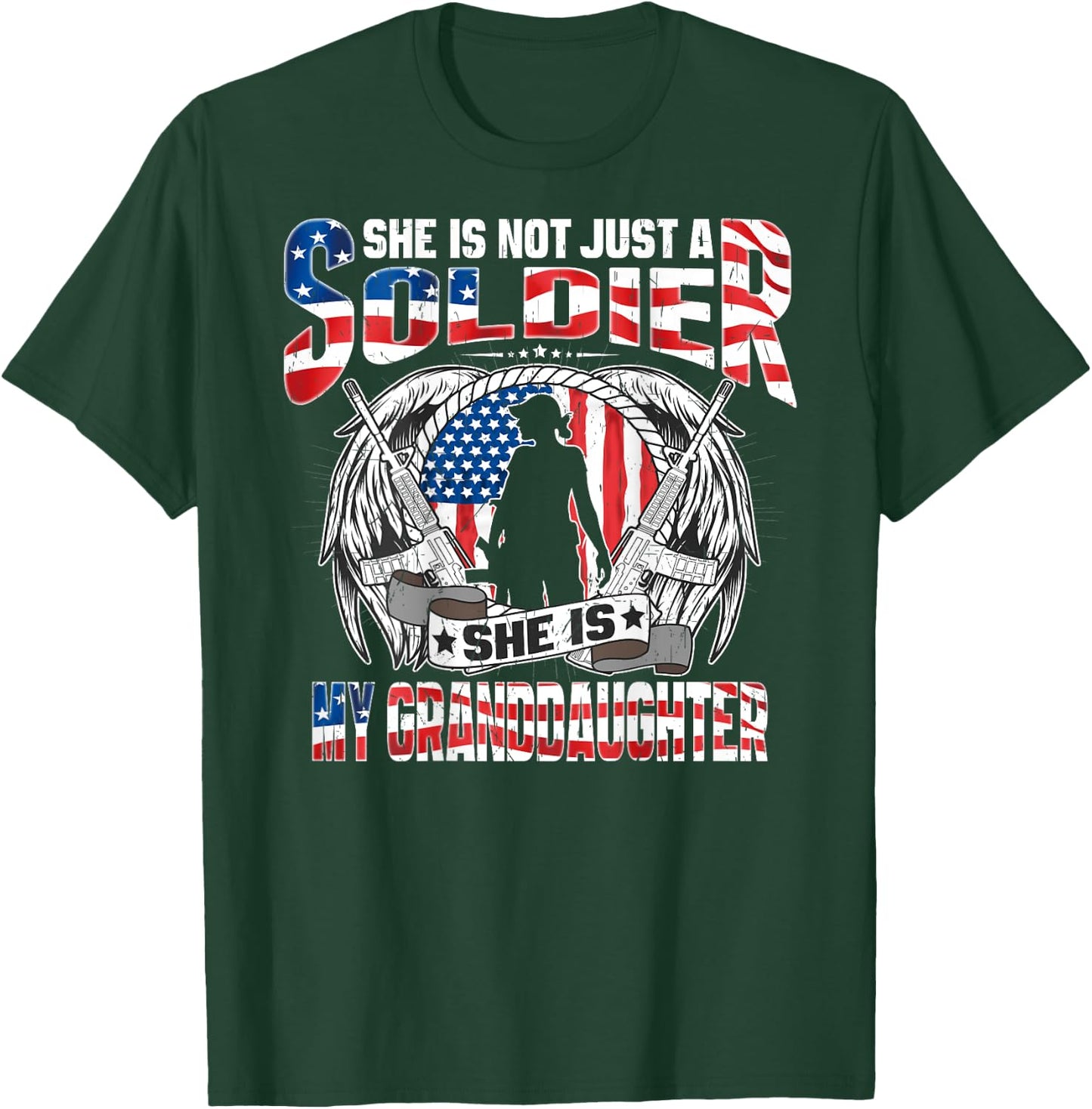 My Granddaughter Is A Soldier Hero - Proud Army Grandparents T-Shirt - T-Shirt | Forest