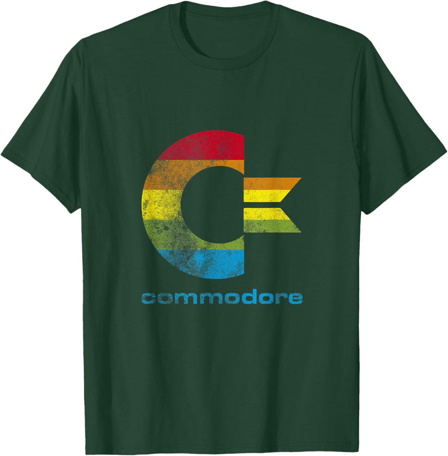 Commodore C64 - Capital Letter Rainbow Colour Stripes Effect T-Shirt - T-Shirt | Forest