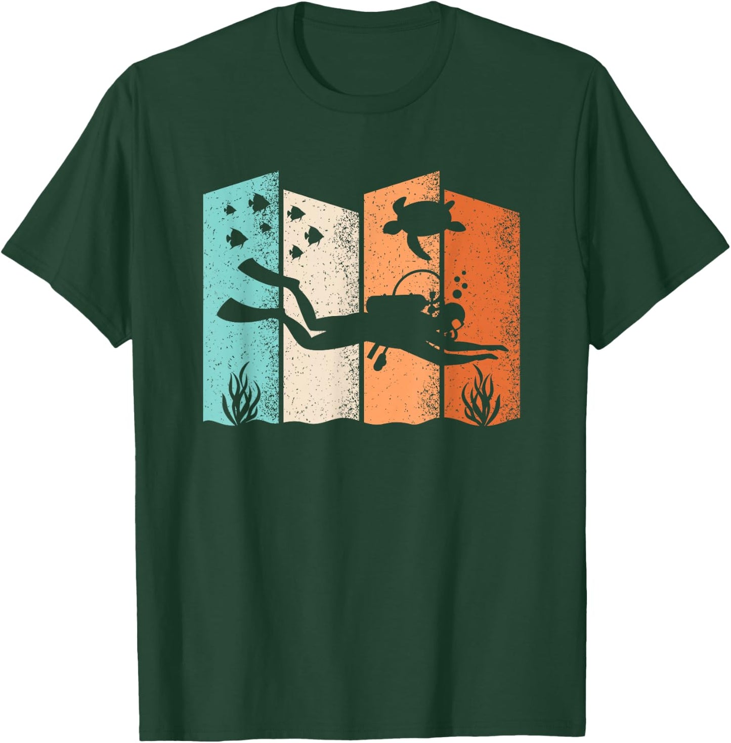 Retro Diving Graphic Dive Diver Men Women Kids T-Shirt - T-Shirt | Forest