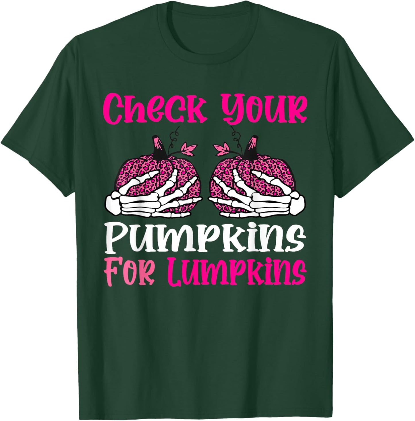 Check Your Pumpkins Breast Cancer Awareness Halloween Women T-Shirt - T-Shirt | Forest