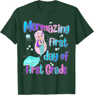 Mermazing First Day of First Grade Back to School Mermaid T-Shirt - T-Shirt | Forest