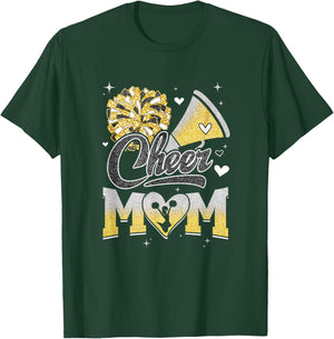Cheer Mom Yellow Cheerleading Football Graphic T-Shirt - T-Shirt | Forest