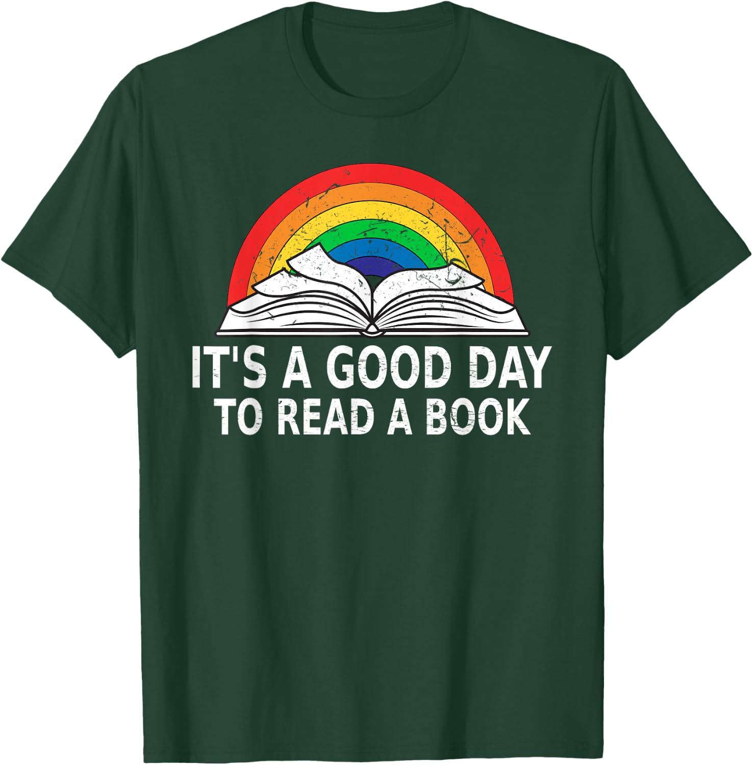 It's a Good Day to Read a Book Reading Lovers Retro Rainbow T-Shirt - T-Shirt | Forest