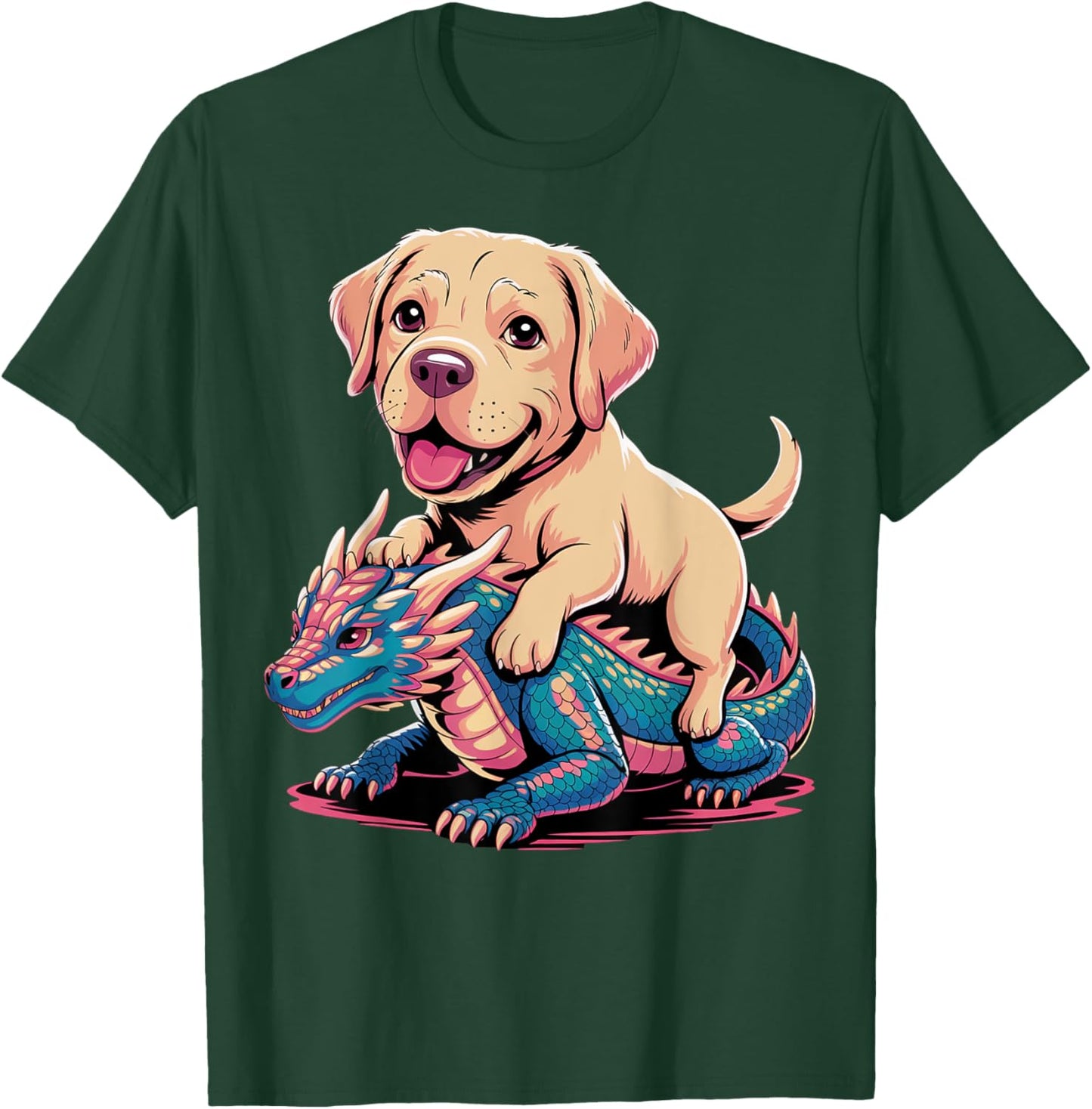 Cute Labrador Riding Dragon T-Shirt - T-Shirt | Forest