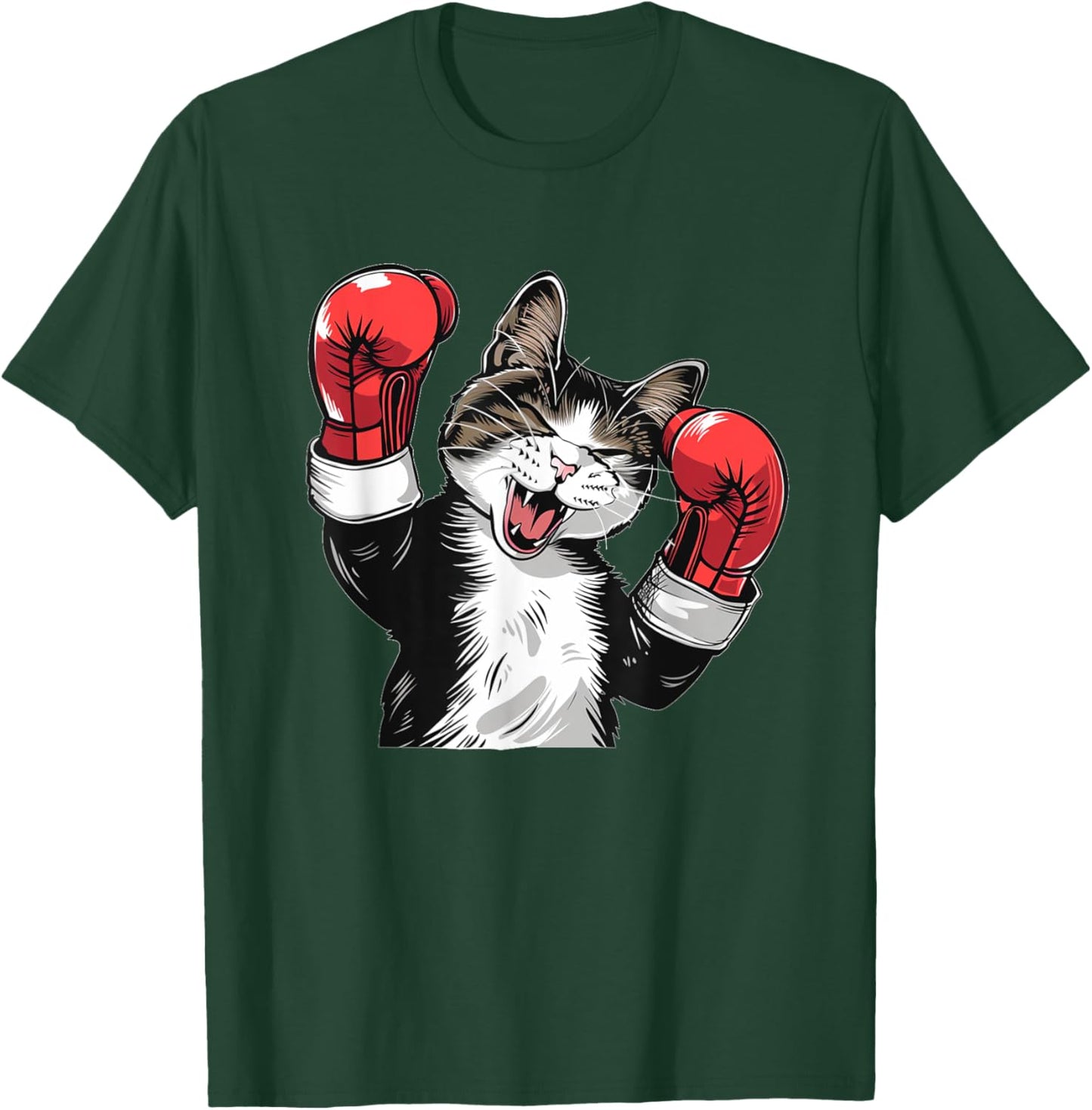 Cool boxing Cat with Sport Gloves for Boys and Girls T-Shirt - T-Shirt | Forest