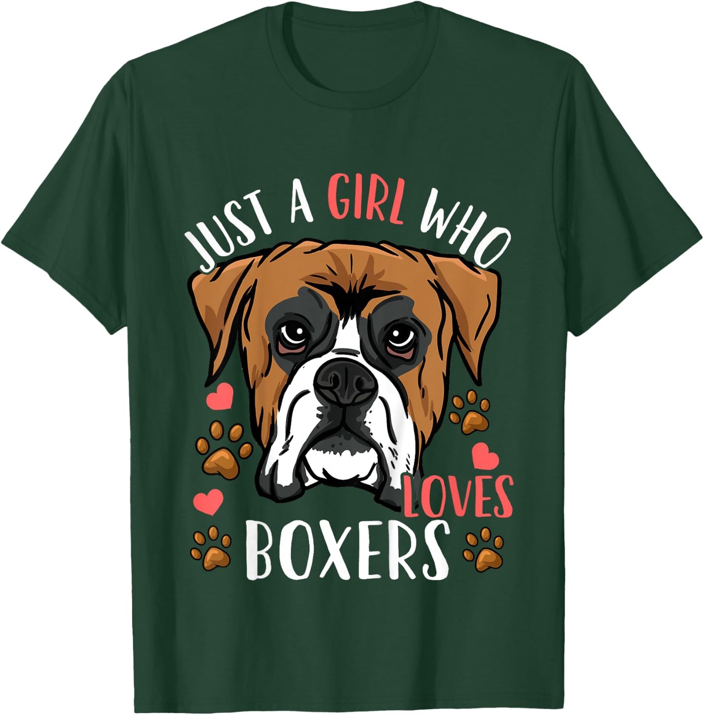 Kids Boxer Dog Just A Girl Who Loves Boxers Gift T-Shirt - T-Shirt | Forest