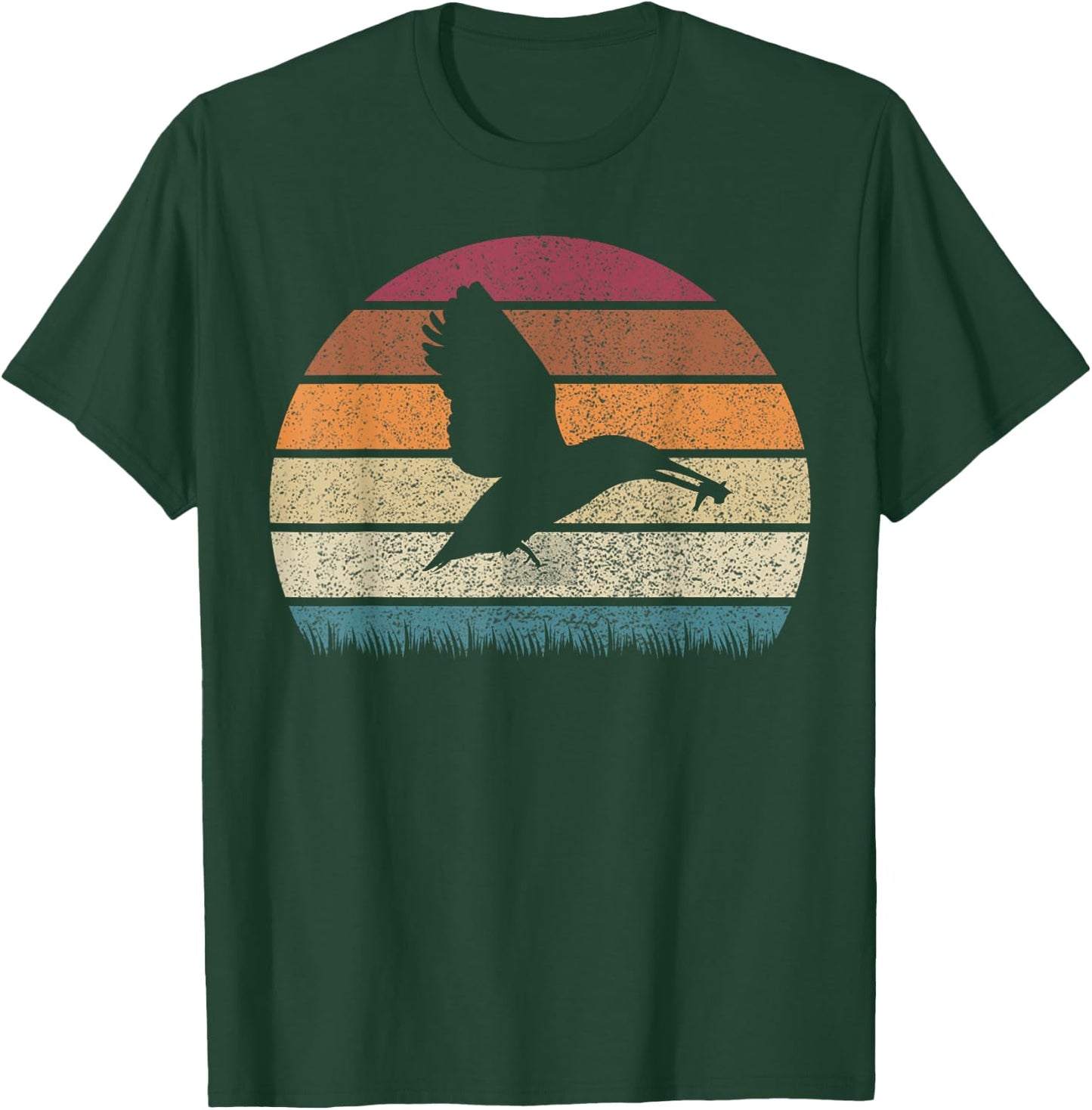 Vintage Retro Sunset Kingfisher Bird Lover Distressed Gift T-Shirt - T-Shirt | Forest