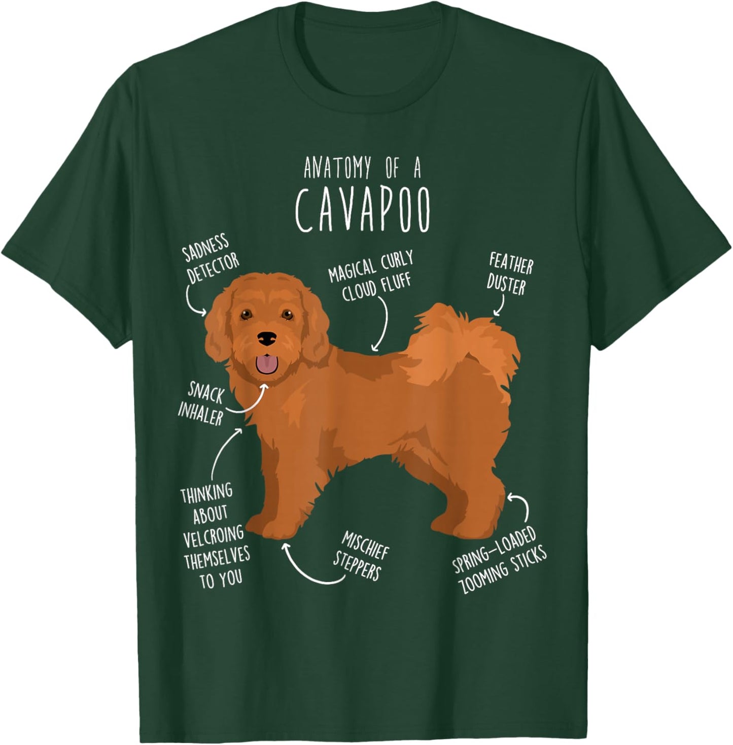 Cavapoo Dog Anatomy, Cute Funny Red Cavoodle Pet Mom Dog Dad T-Shirt - T-Shirt | Forest