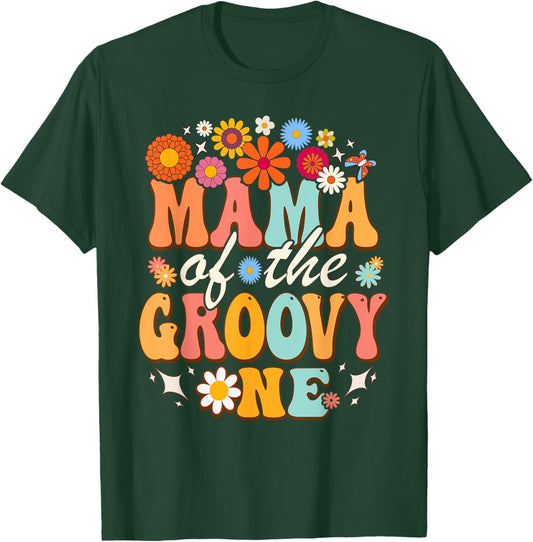 Mama of Groovy One Matching Family First Birthday Party T-Shirt - T-Shirt | Forest