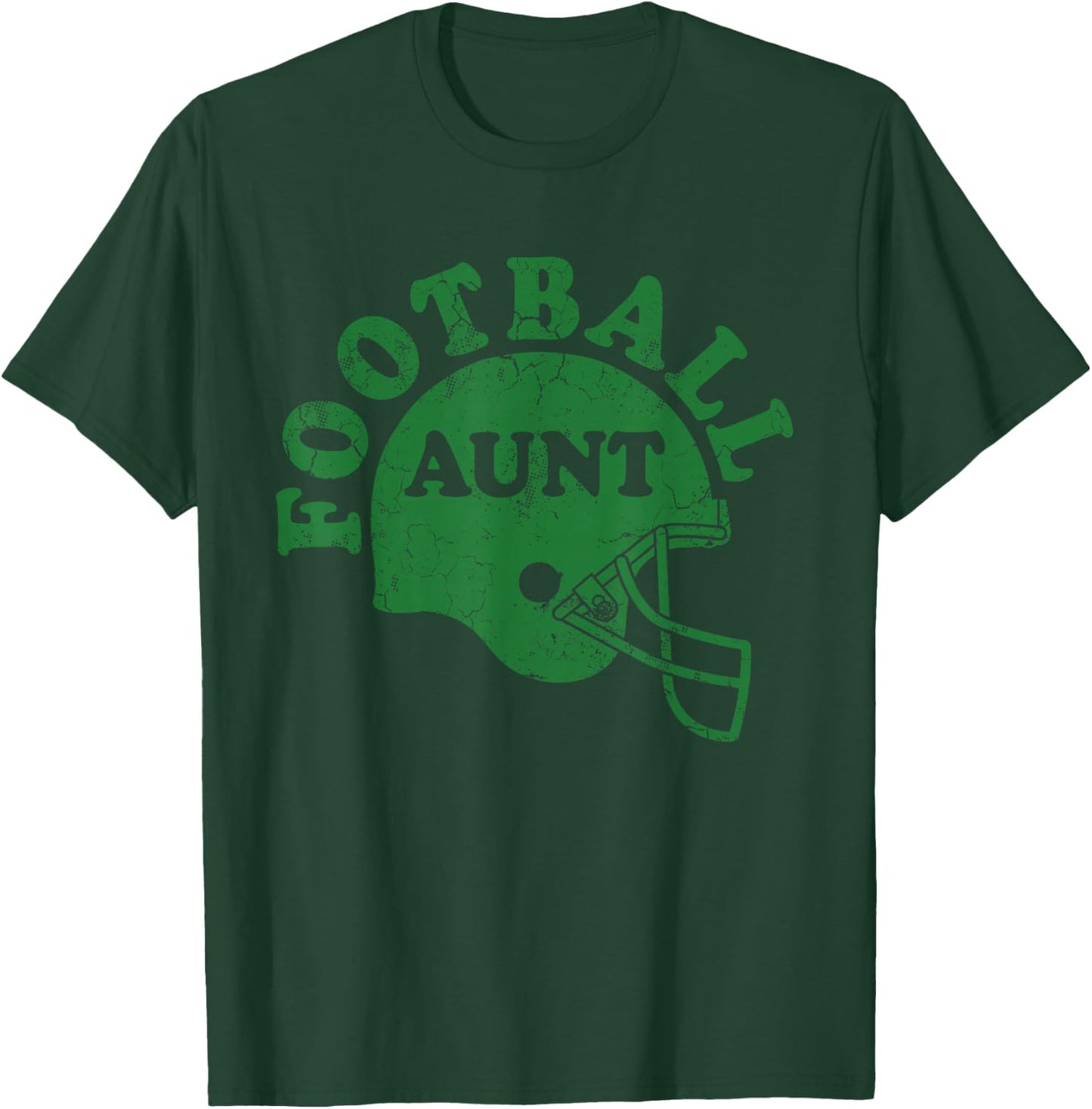 Football Aunt Green Helmet Game Day Auntie Sport T-Shirt - T-Shirt | Forest