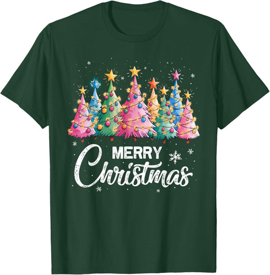 Merry Christmas Pink Christmas Tree, Pink Christmas Costume T-Shirt - T-Shirt | Forest