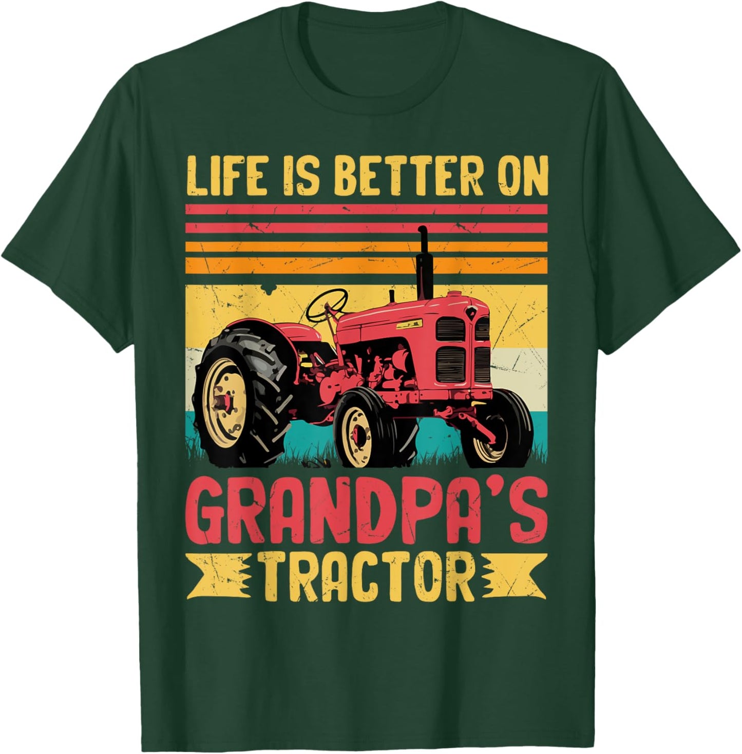 Farm Tractor Boy Life Is Better On Grandpas Tractor Kids T-Shirt - T-Shirt | Forest