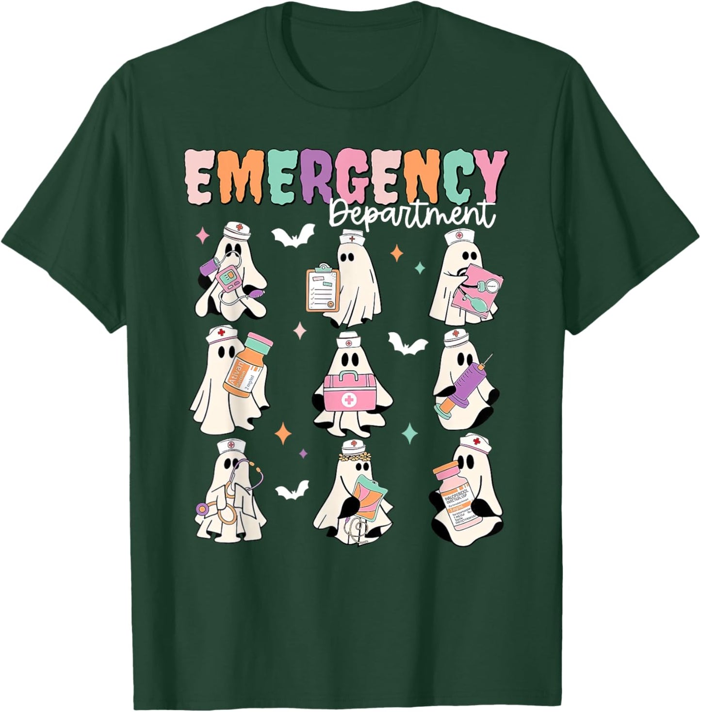 Emergency Department Ghost ER Nurse Halloween Spooky Season T-Shirt - T-Shirt | Forest