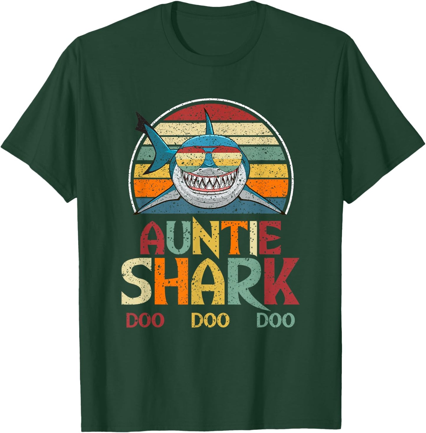 Retro Vintage Auntie Shark Aunt Gift T-Shirt - T-Shirt | Forest