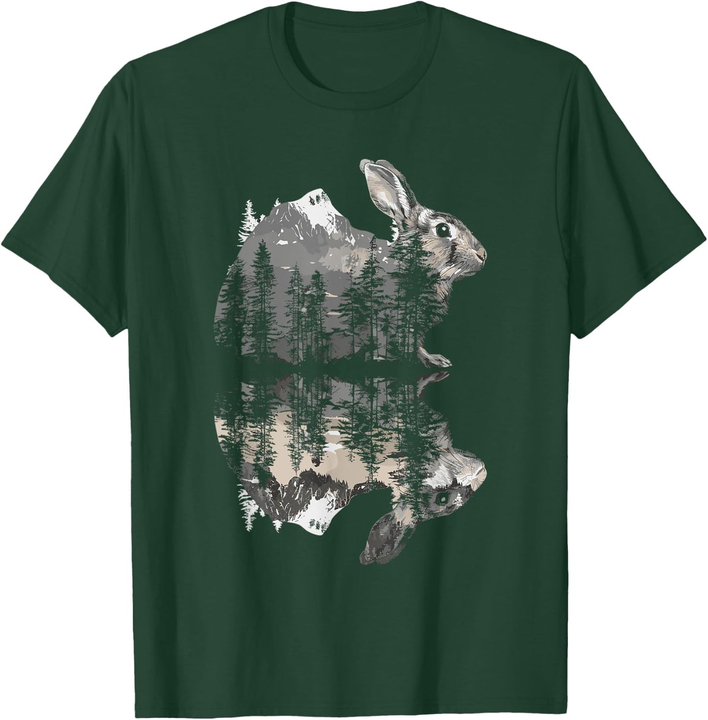 Rabbit Reflection Cute Bunny Nature Wildlife T-Shirt - T-Shirt | Forest