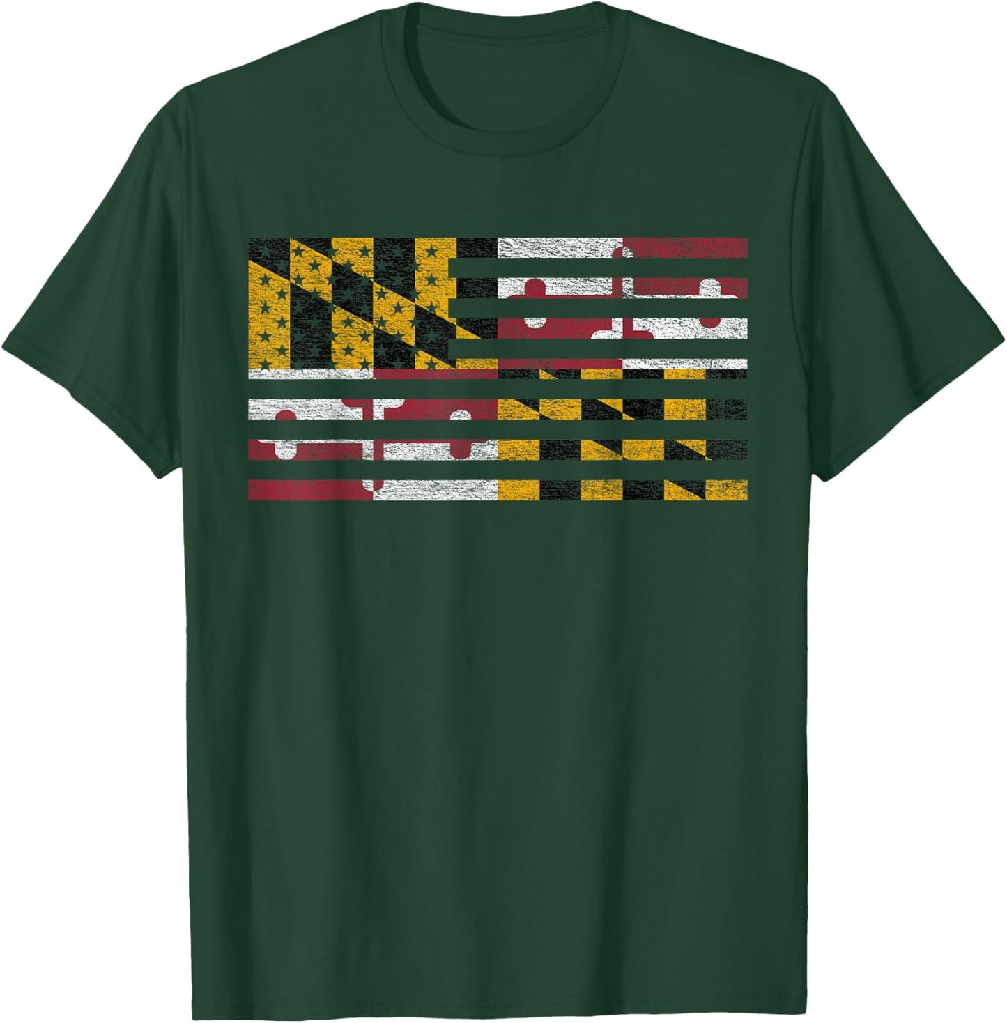 Maryland State Flag Usa United States American Flag T-Shirt - T-Shirt | Forest