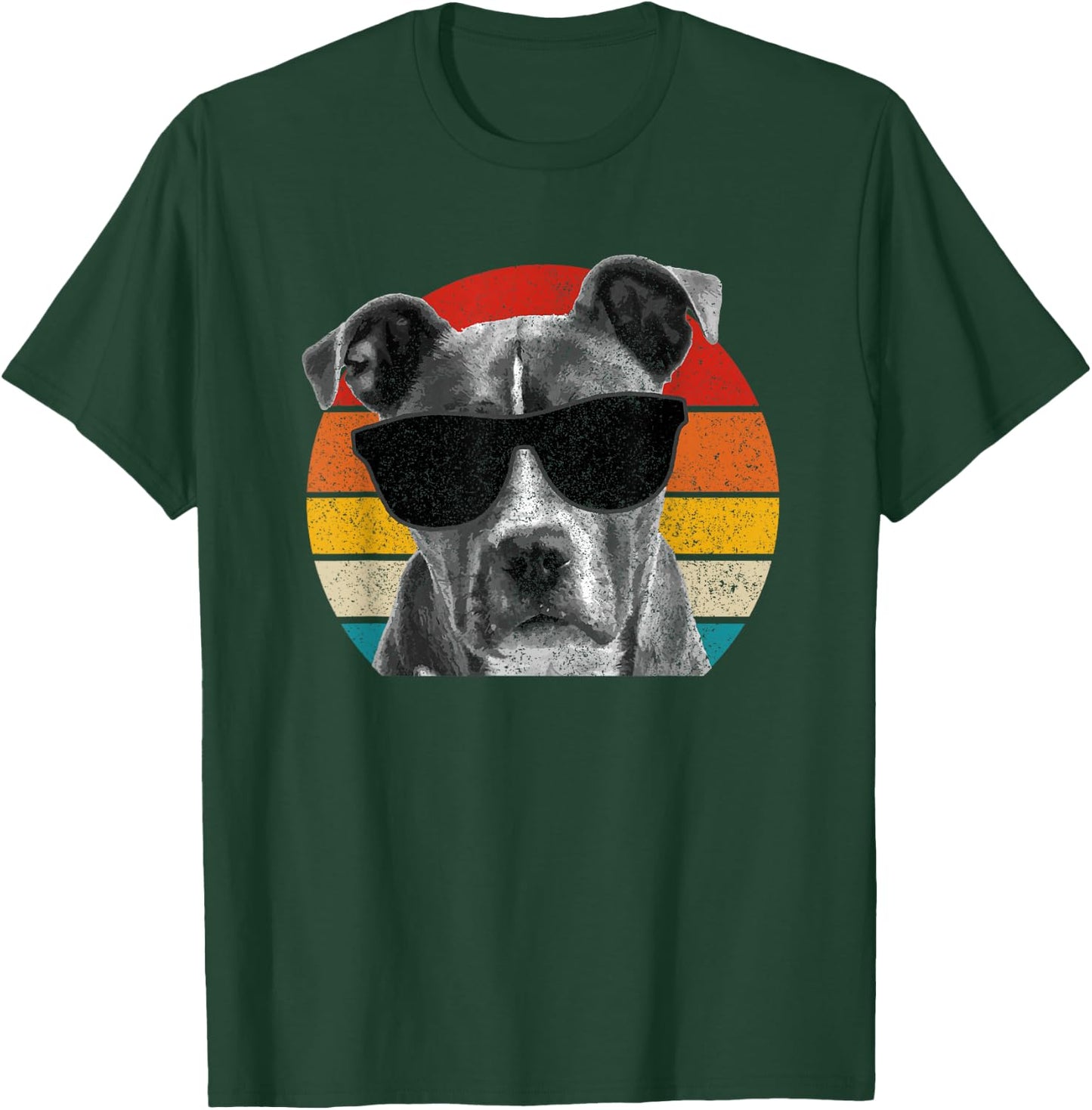 Pitbull Vintage Sunglasses Funny Pittie Dog Pitbull Owner T-Shirt - T-Shirt | Forest