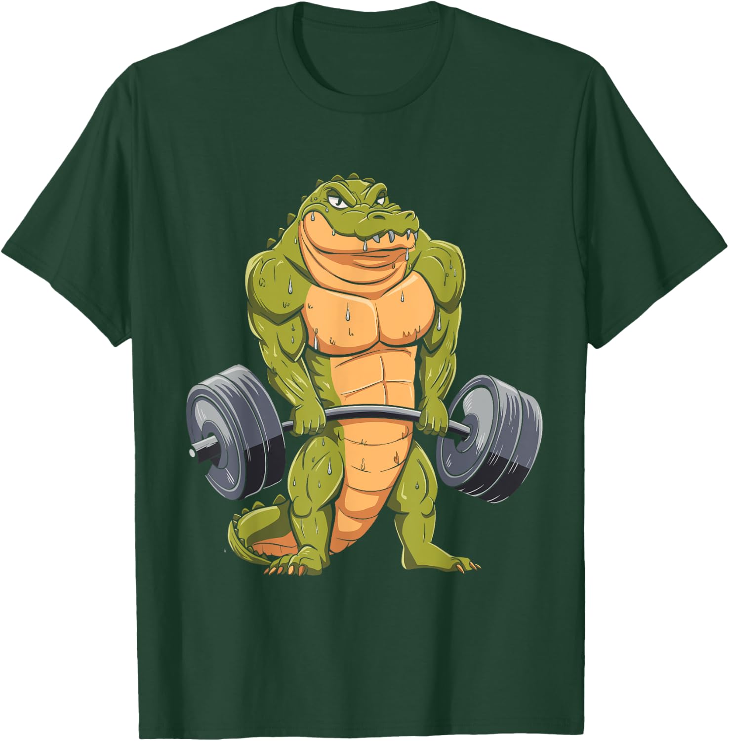 Funny Alligator Weightlifting Deadlift Fitness Gym Barbell T-Shirt - T-Shirt | Forest