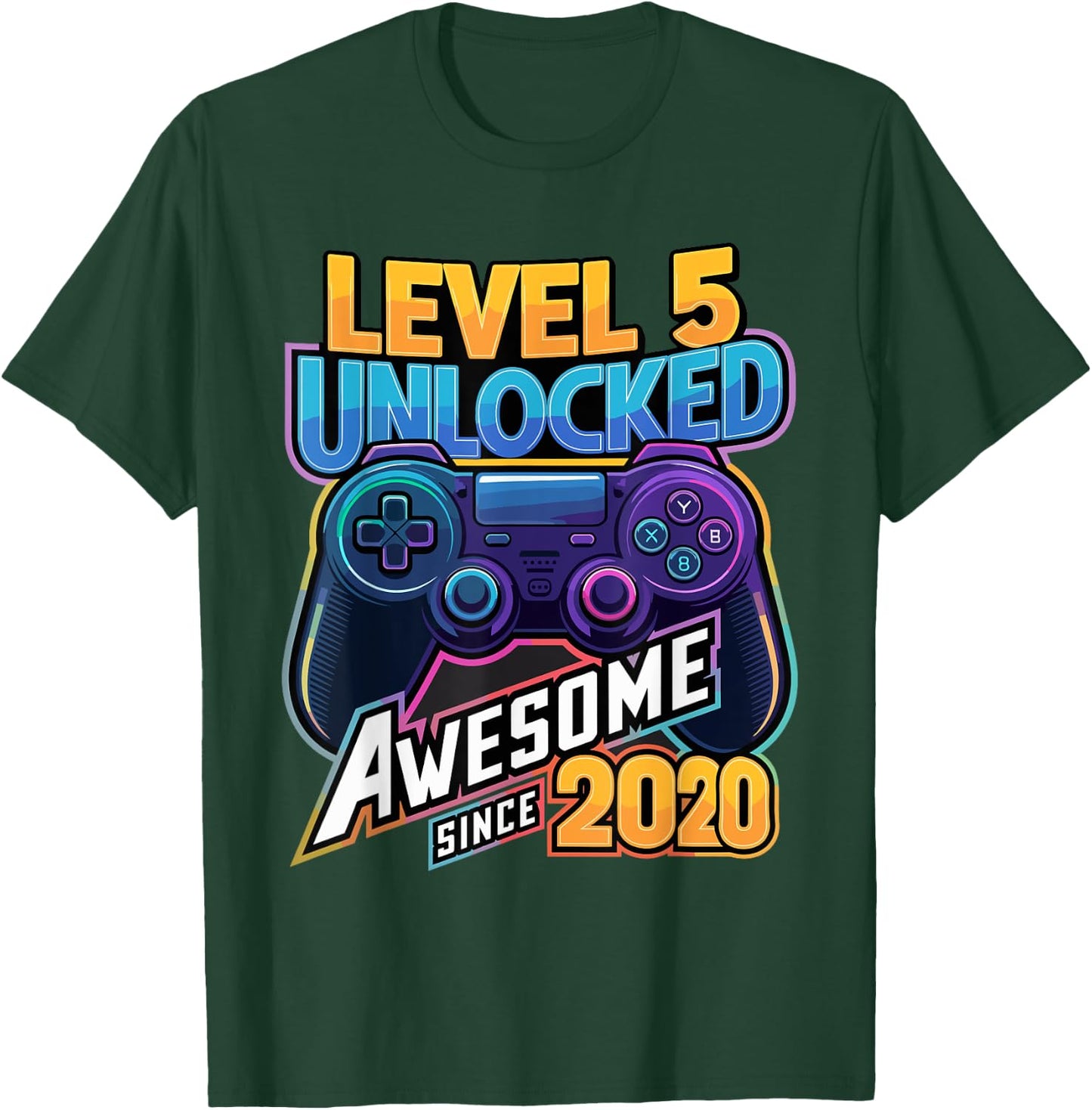 Level 5 Unlocked Awesome Since 2020 5th Birthday Gaming T-Shirt - T-Shirt | Forest