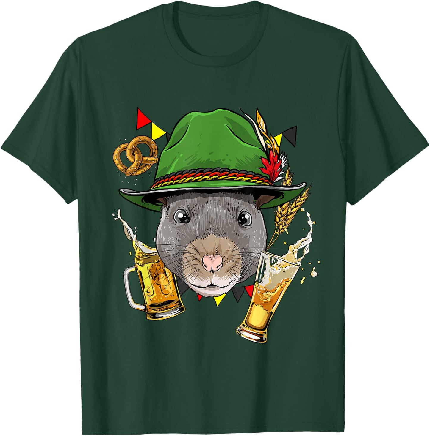 Rat Oktoberfest Lederhosen Costume Gift German Beer Fest T-Shirt - T-Shirt | Forest