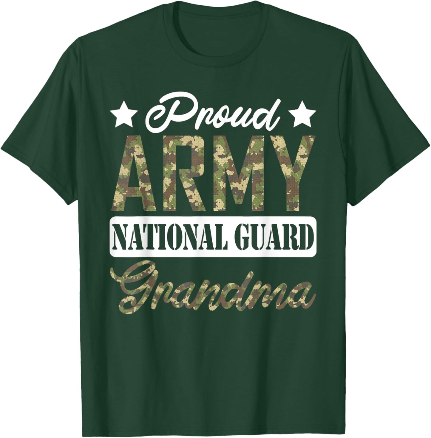 Proud Army National Guard Grandma Military Family Veteran T-Shirt - T-Shirt | Forest