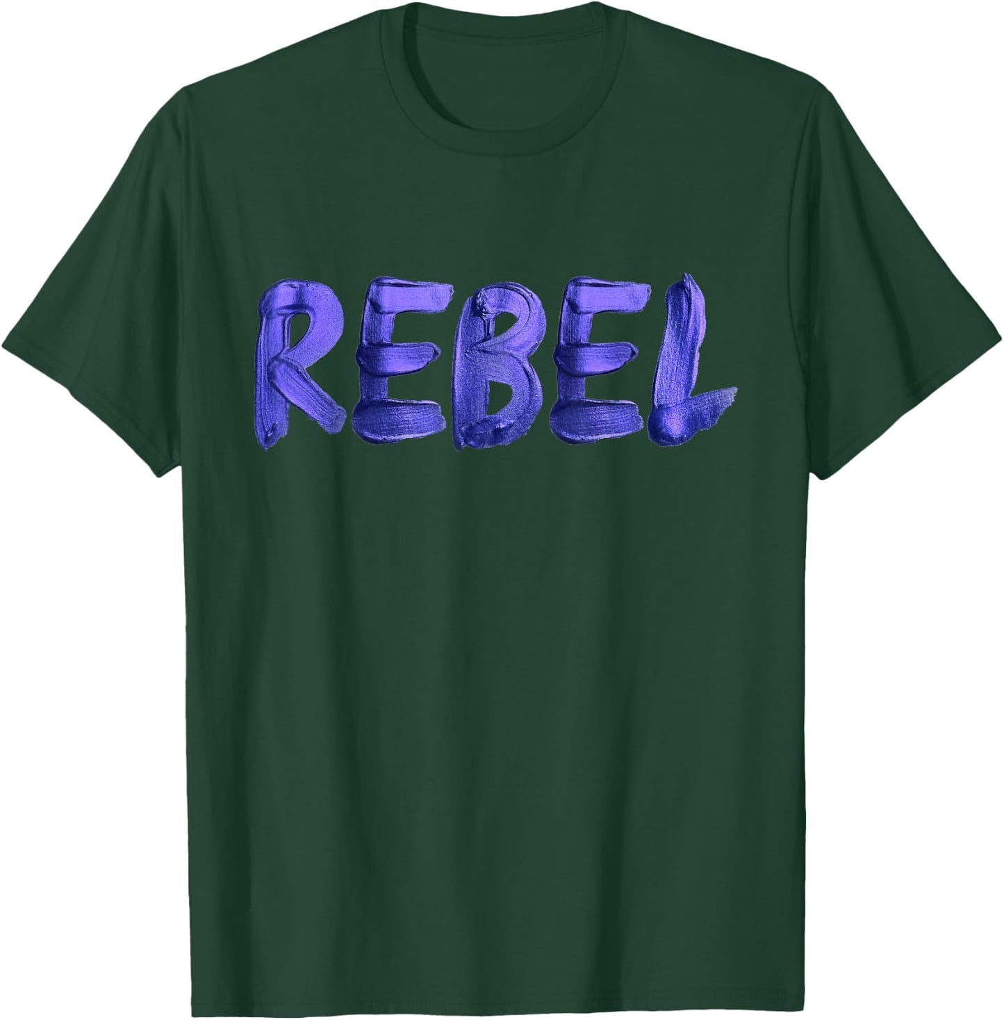 Rebell Rocker Painted Letters Design Graphic Women Men T-Shirt - T-Shirt | Forest