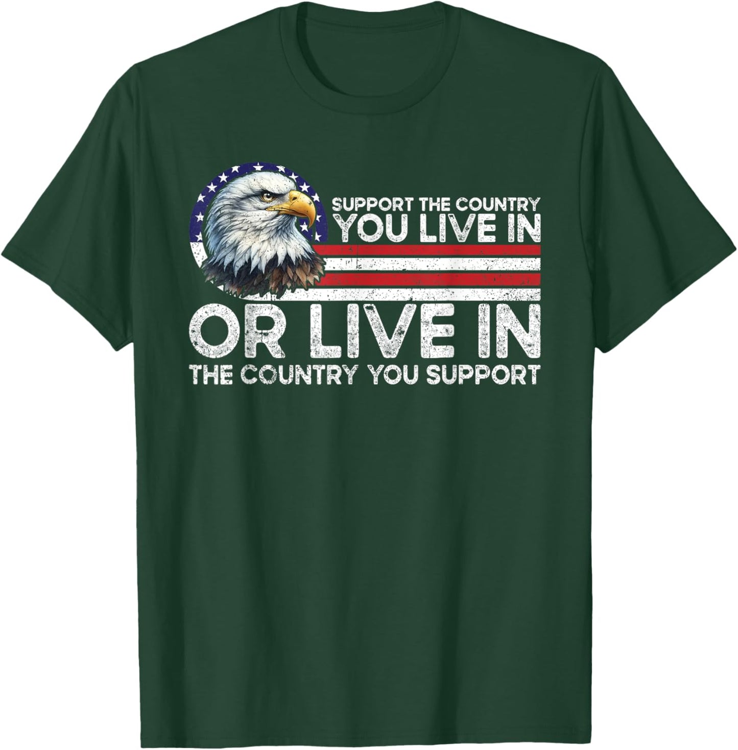 Support The Country You Live American USA Flag Vintage T-Shirt - T-Shirt | Forest