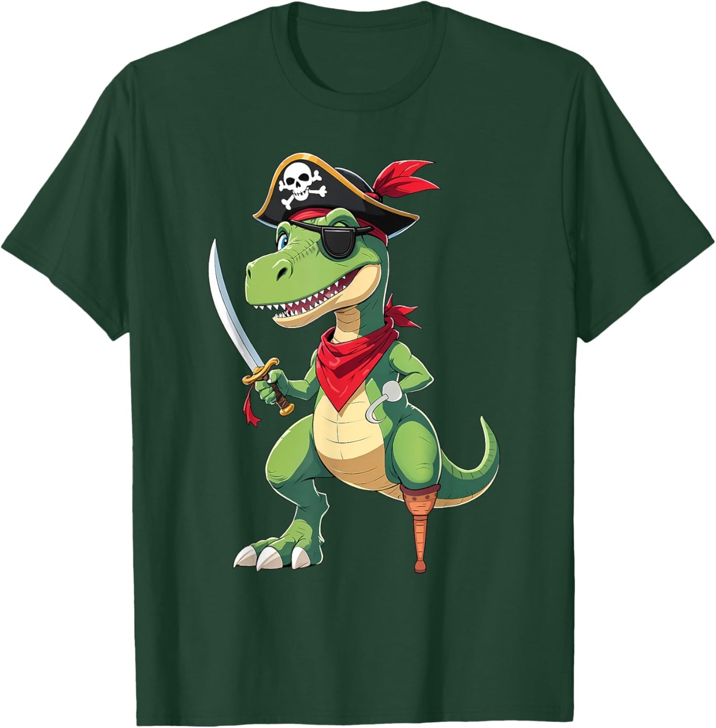 Pirate Dinosaur T Rex Funny Kids Boys Halloween Costume T-Shirt - T-Shirt | Forest