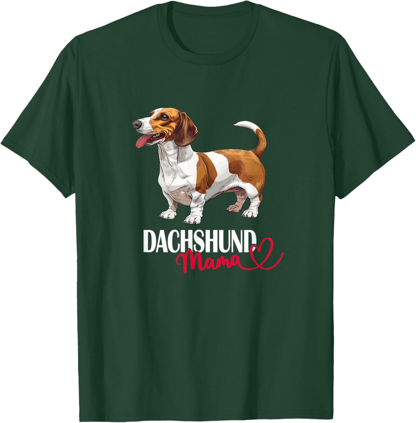 Girls Funny Brown Piebald Dachshund Mama Mom Lover T-Shirt - T-Shirt | Forest