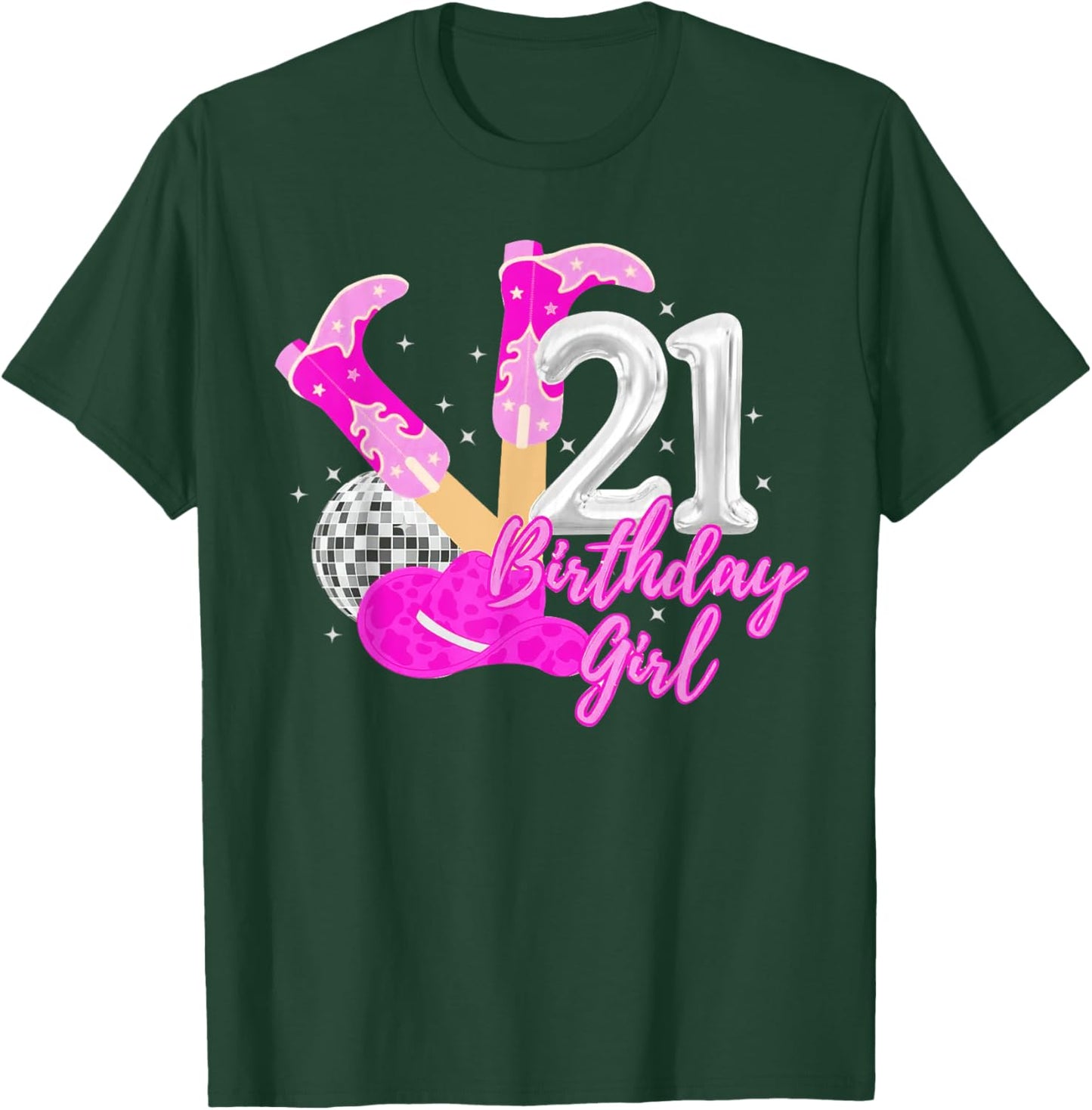 21st Birthday Girl Rodeo Western Cowgirl 21 Years Old Bday T-Shirt - T-Shirt | Forest
