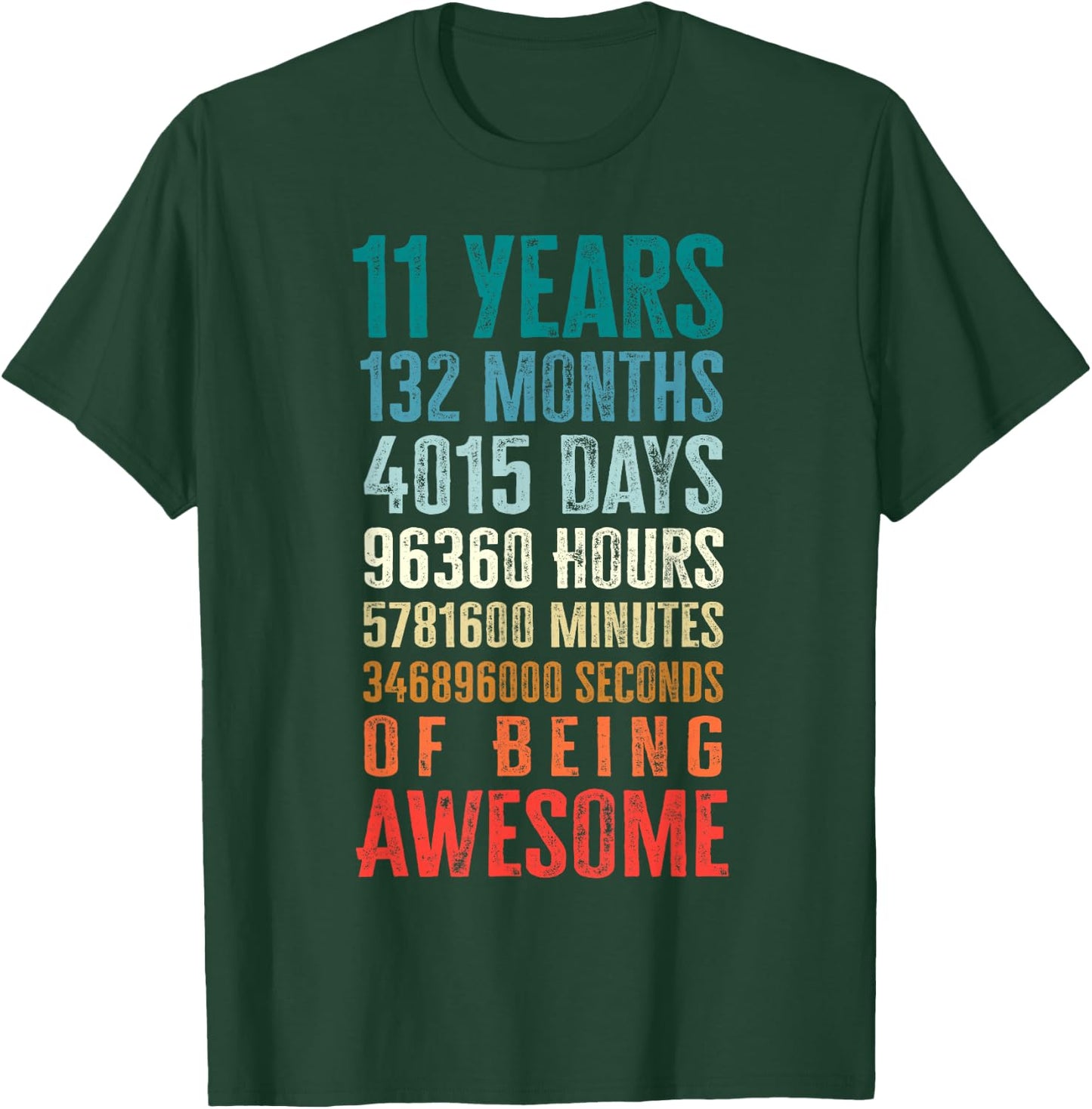 11 Years 132 Months of Being Awesome 11th Birthday Gifts T-Shirt - T-Shirt | Forest