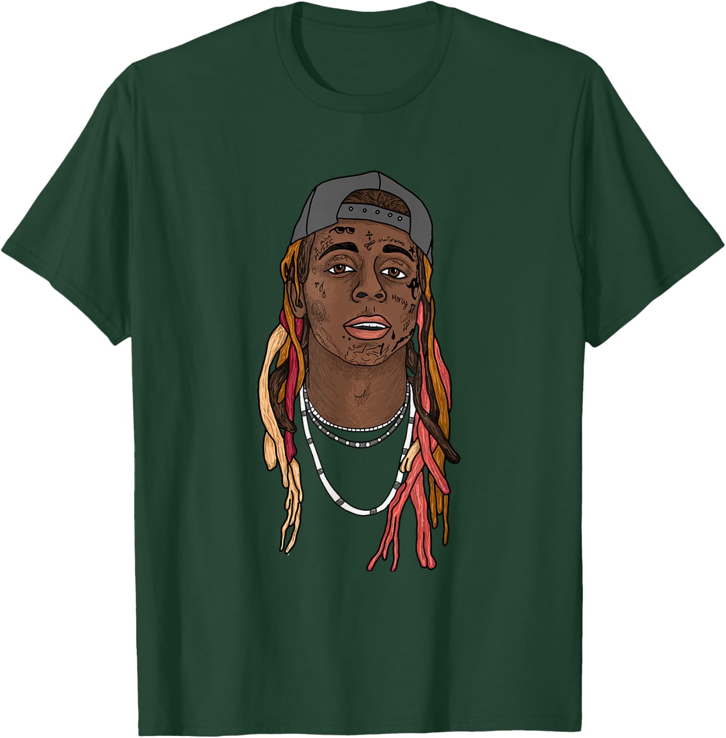 Lil Wayne Illustrated Face T-Shirt - T-Shirt | Forest