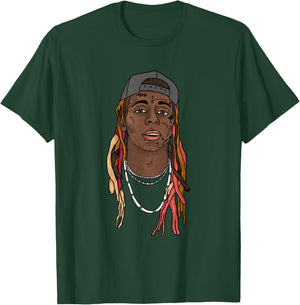 Lil Wayne Illustrated Face T-Shirt - T-Shirt | Forest