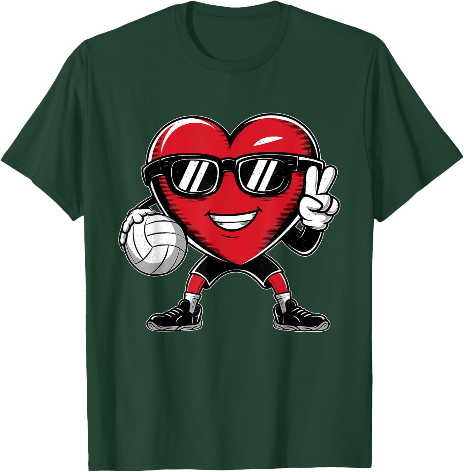 Heart Playing Volleyball Valentines Day Kids Boys Girls T-Shirt - T-Shirt | Forest